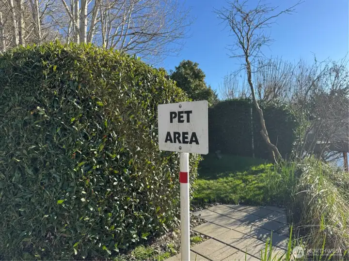 The dog area is a short walk from the unit