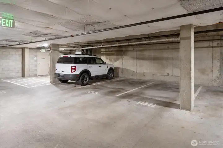 This prime parking spot is level and conveys with the condo.  #189.