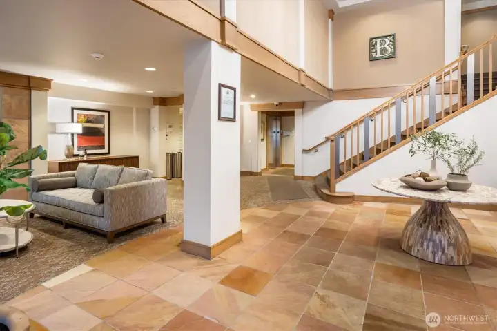 The lobby has just been redesigned to be hip and chic.