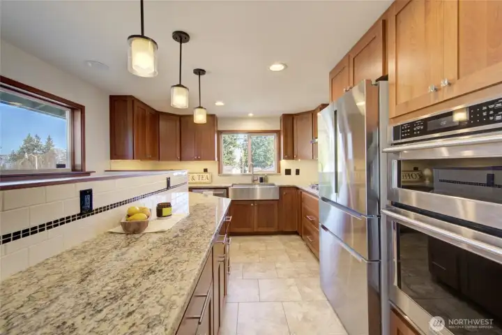 Buffet style counter adjacent to the wall oven