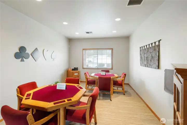 card room and poker tables within the community center