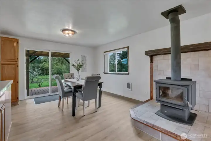 Wood stove for the stormy days and nights to keep you warm.