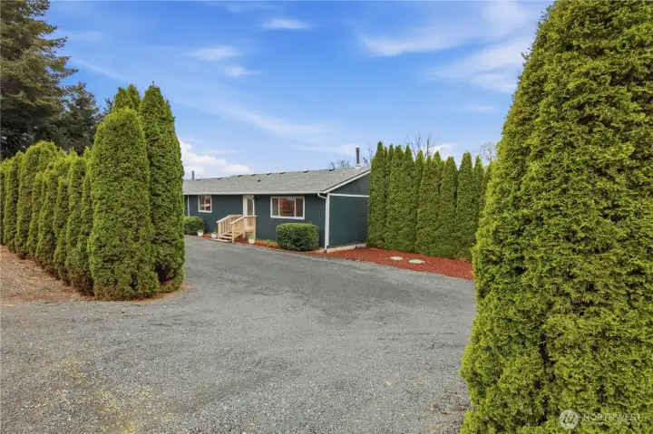 U style drive way, right side of home