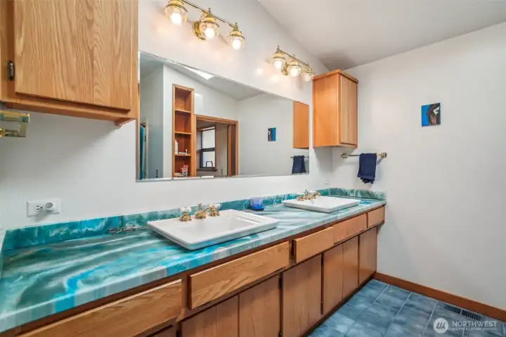 Primary bathroom with double vanity
