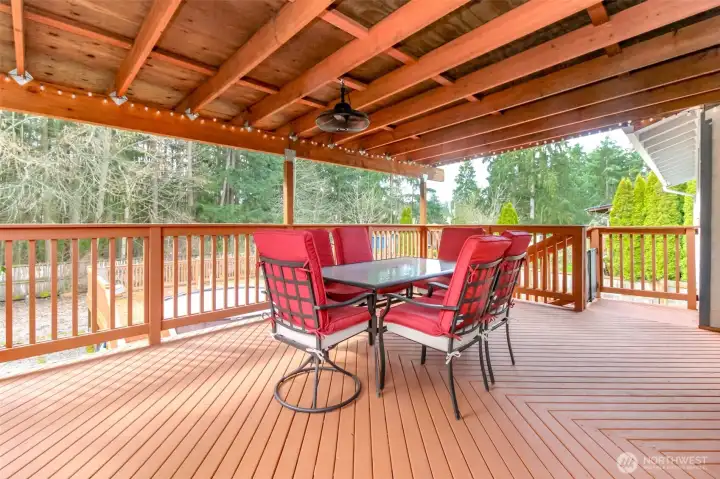 Huge covered deck with fan