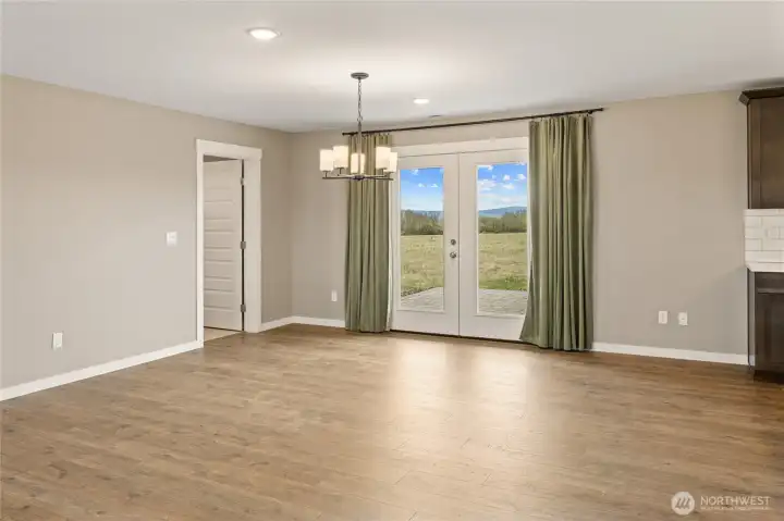 French doors to back yard space