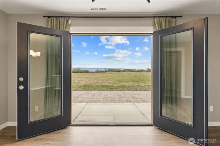 French doors to back yard