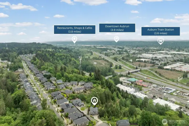 Perfectly positioned on West Hill with Downtown Auburn, the Auburn Train Station, and local restaurants and shops all within 4 miles — commuting north to Seattle or south to Tacoma has never been more accessible.