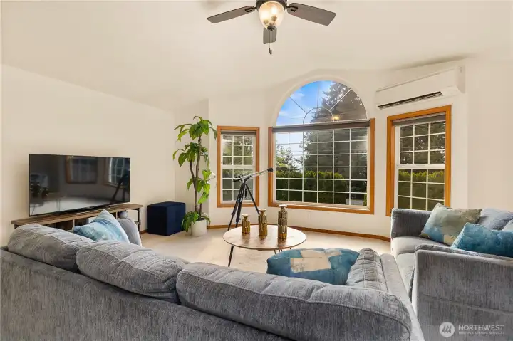 Bright, light-filled living space.