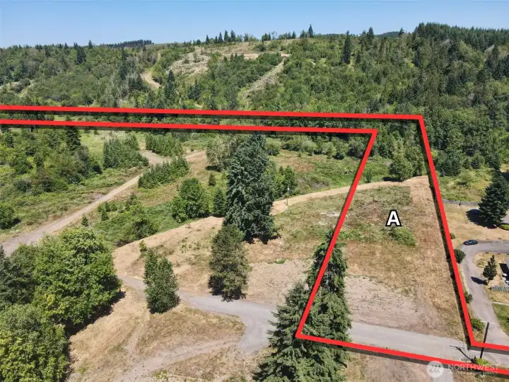 Overhead view with approximate boundaries in red.