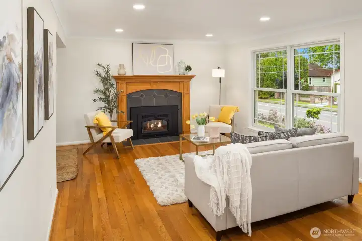 Living room with original hardwoods Living room with original hardwoods