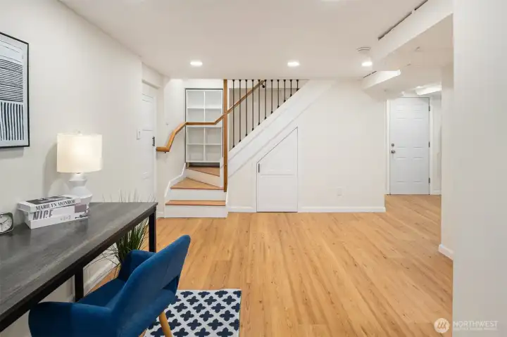 Full height lower level with versatile space for a media room, laundry & bedroom. Full height lower level with versatile space for a media room, laundry & bedroom.