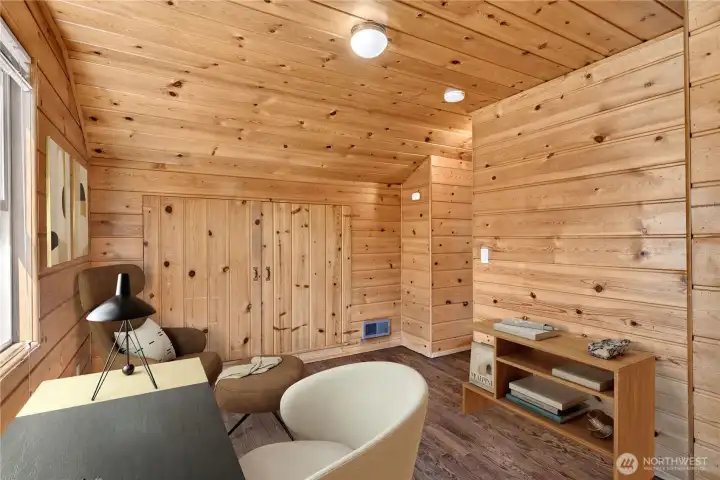 Natural wood surrounds.