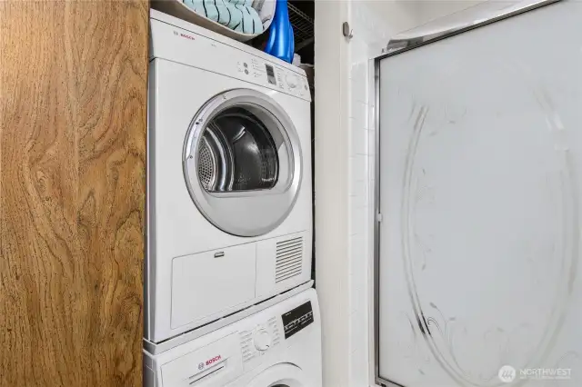 Bosch stackable washer and dryer.