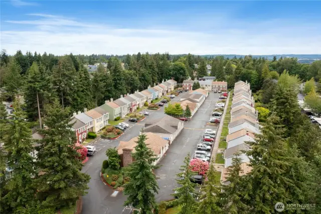 An aerial view of this small, friendly community.
