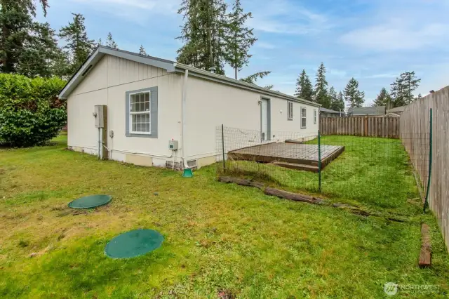 Side view of back of home