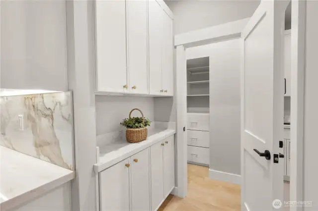 coffee nook built-in, walk-in pantry