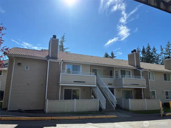 Ground floor corner unit with no steps and has fenced patio with storage.