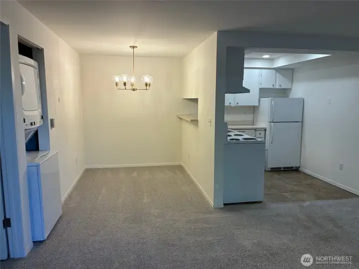 Dining room and kitchen.