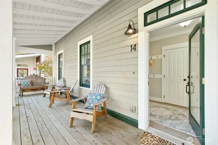 A large covered front porch faces east, perfect for enjoying your morning coffee while watching the sunrise in a peaceful setting.