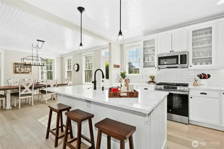 Pull up a barstool and join the conversation while the host cooks - there's even room for the kids to hang out during gatherings.