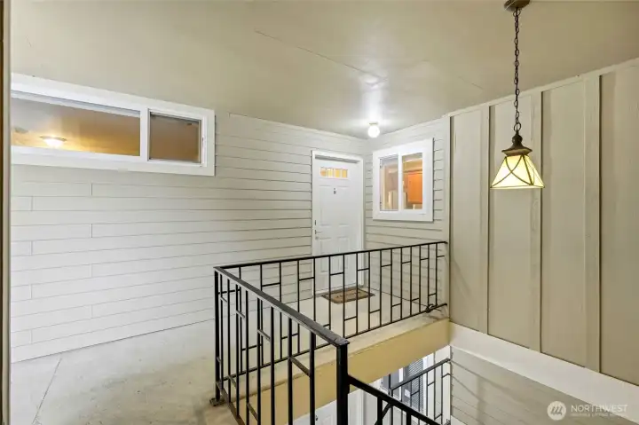 Protected front entrance for comfort in any season.