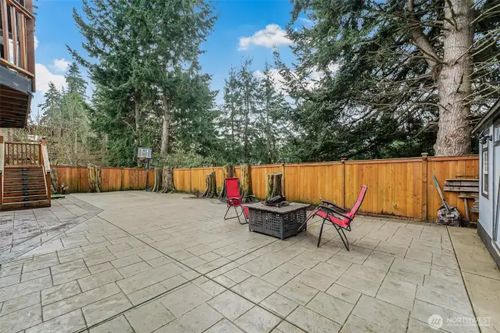 Stamped concrete patio.