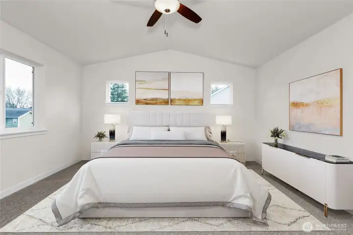 Virtually staged Primary bedroom