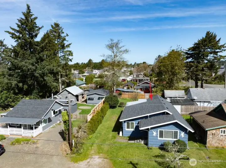 Aerial view of this adorable home.  Close to everything.  All you need is your clothes.