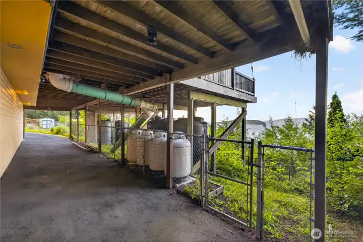 Huge rain collection storage with filtration system inside.