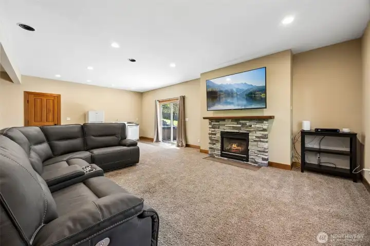 Family room in basement