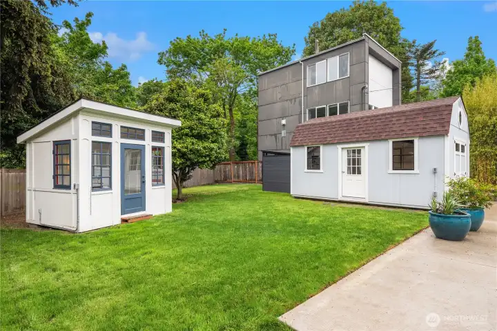 A secondary finished outbuilding has served as a wonderful home office for the owners.