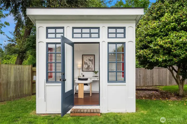 Another wired and sheetrock outbuilding is a hobbiest's dream. Or, a great detached home office...