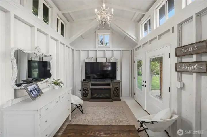 Interior of she-shed. Perfect for studio,office, retreat
