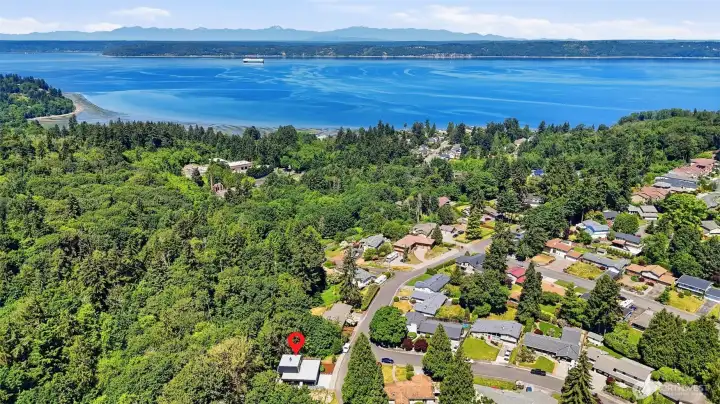 View of the beautiful neighborhood from the air