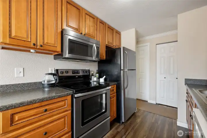 A perfect amount of counter space to function.