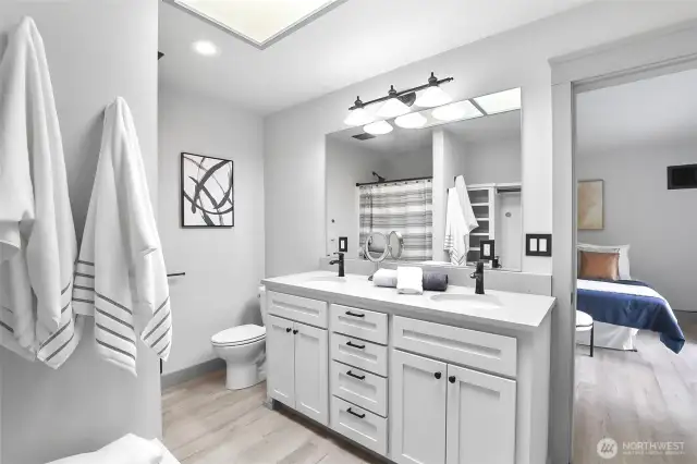 New vanity and fixtures here too