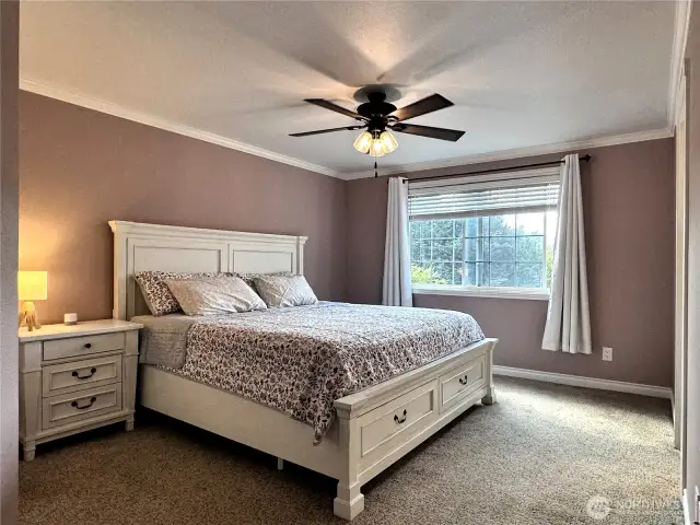 Large Primary bedroom with walk in closet and 5 piece bath.