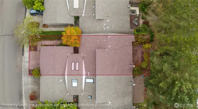 Aerial view of the top of the townhome
