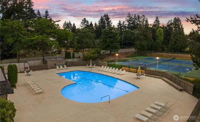 View of outdoor pool. Offer in time to enjoy around before Summer is over!