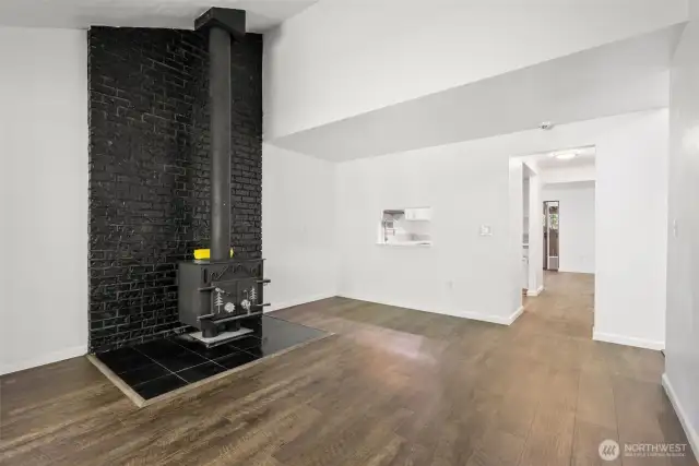 Enjoy the cozy wood burning fireplace