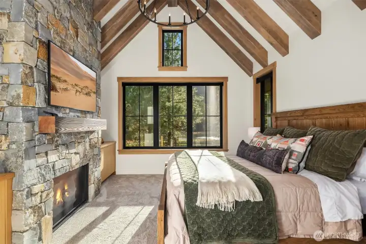 Jr Suite with gas fireplace and vaulted ceiling