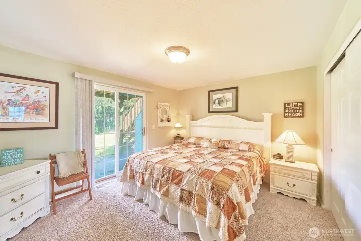Comfortable lower-level bedroom ideal for guests or extended stays.