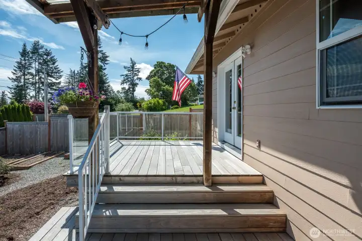 sunny deck and garden space