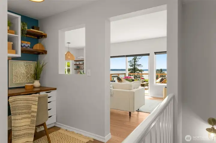Custom built office nook on main level offers privacy & the perfect amount of space Custom built office nook on main level offers privacy & the perfect amount of space
