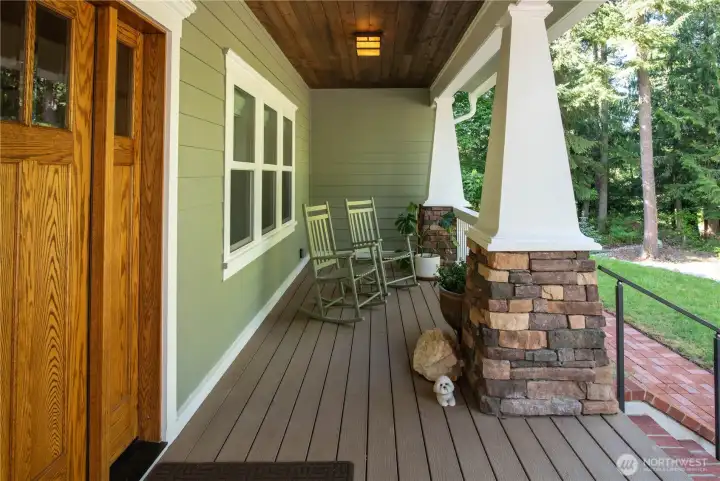 Peaceful and inviting covered front porch.