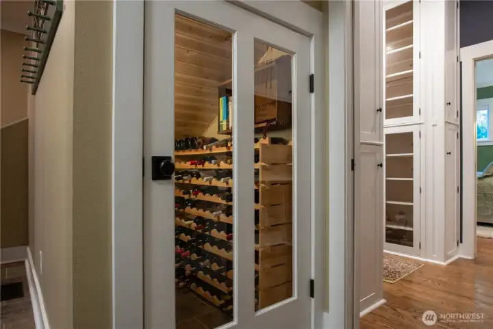 A wine closet adds a touch of indulgence.