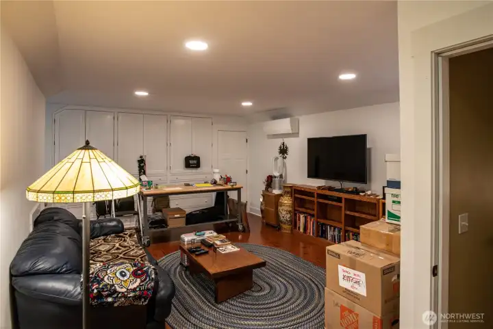 Flexible upstairs space for a bonus room with a ductless heat pump for year round comfort.