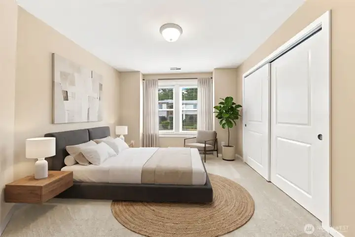 Virtually staged, second floor, east-facing bedrooom #2.