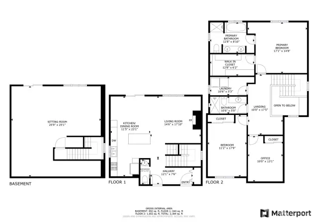 Floor plan of 3 levels, not including garage